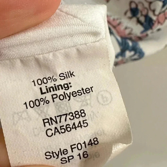 Madewell 100% Silk Floral Paisley Print Popover Dress Pink Blue Size XS - Picture 6 of 9